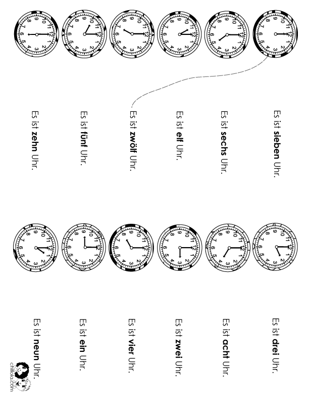 time worksheet german